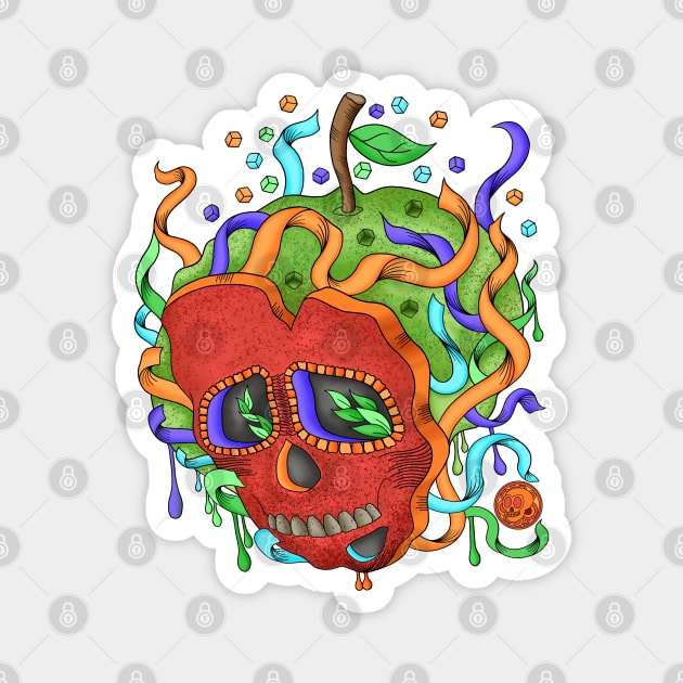 Poison Apple - Día De Los Muertos - Cute skull apple - Apple Lover Magnet by Scriptnbones