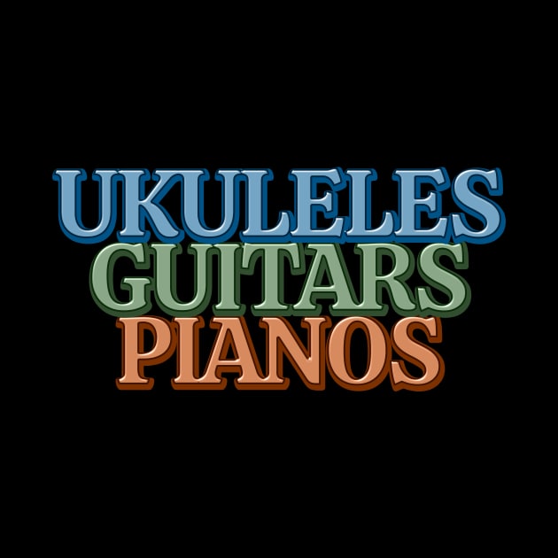 Ukuleles Guitars Pianos by Kelly Louise Art