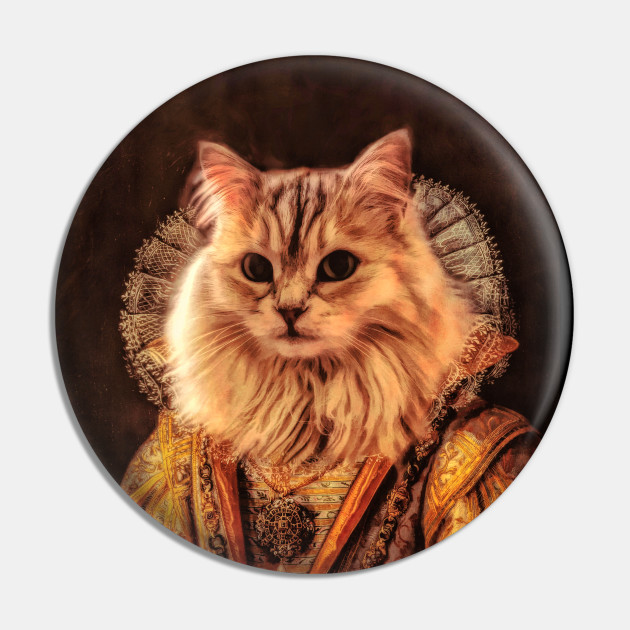 Cat Pet Classic Royal Oil Painting Cat Royal Portrait Pin