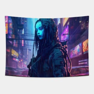 Cyberpunk Neon Ghost Android Tapestry