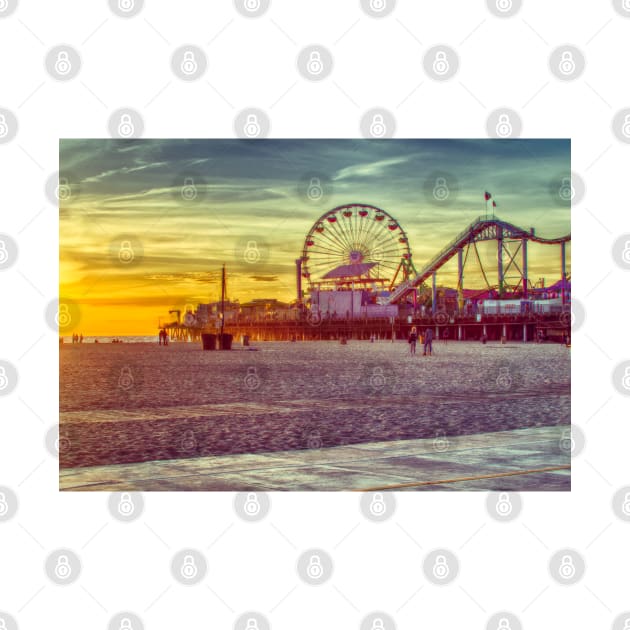 Landmark Santa Monica Pier At Sunset by Robert Alsop