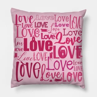 Love is the biggest word , Valentine graphic greeting in pink and red with cute cats Pillow