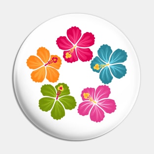 Hibiscus Hawaiian Flowers Wreath Pin