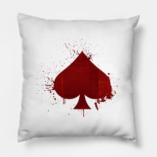 ACE The Spade Grunge Art With Red Color On Black Background Pillow