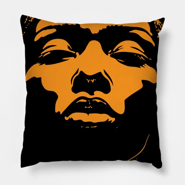 Afro Black Women Graphic Art Black History Month Gift Pillow by BadDesignCo