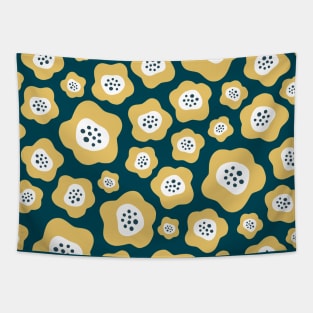 Funky Floral Pattern II in Charcoal and Yellow Tapestry