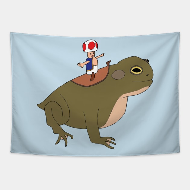 Toad Riding Toad Tapestry by Kicks And Giggles Entertainment