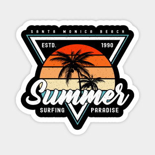 Retro Sunshine Santa Monica Beach Summer Surfing Paradise Magnet