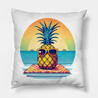 simplistic pineapple wearing oversized sunglasses and chilling Pillow