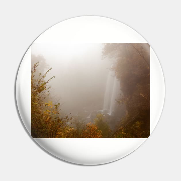 Foggy Dreamlike Fall Colored Waterfall Pin by mcdonojj