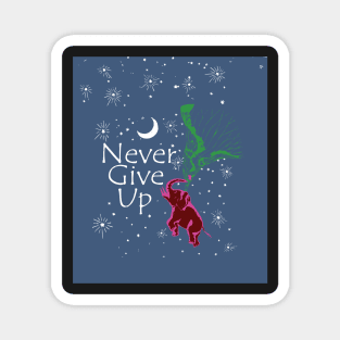 Motivational Never Give Up Flying Pink Red Elephant Magnet