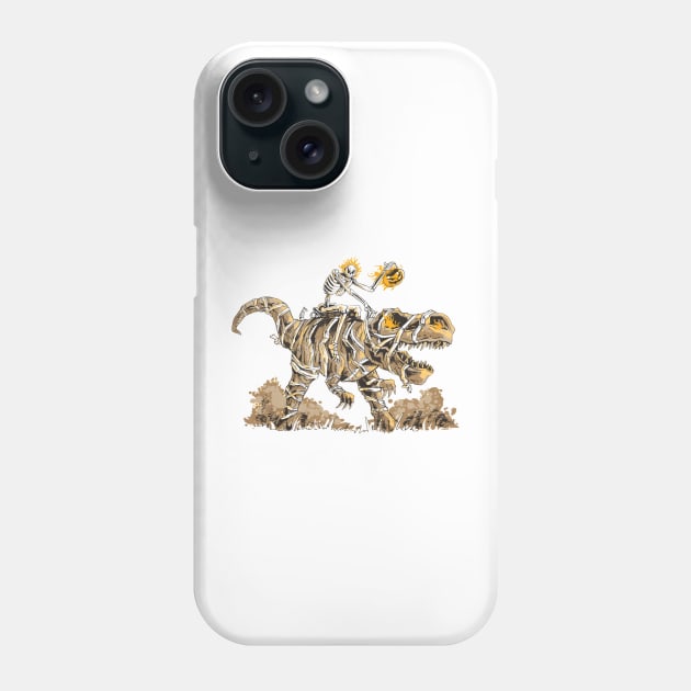 Skeleton riding mummy dinosaur Phone Case by mehdime