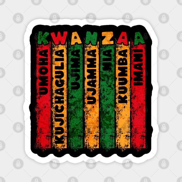 Retro Grunge Kwanzaa Principles Magnet by HolidayBug