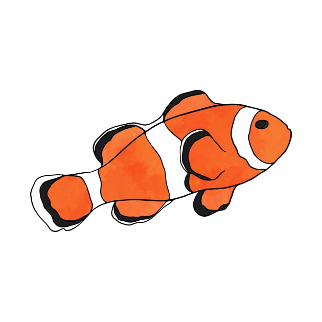 Clownfish Watercolor Illustration by murialbezanson