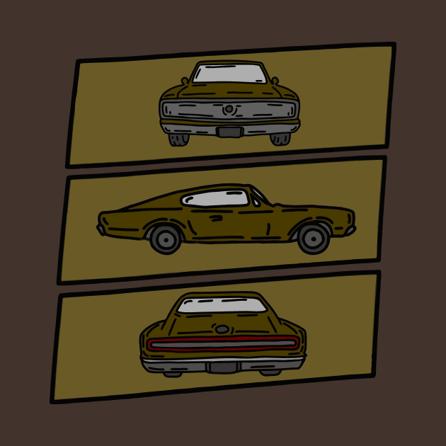 retro muscle car vintage illustration by fokaction