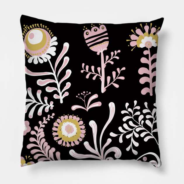 Elegance Seamless pattern with flowers Pillow by Olga Berlet