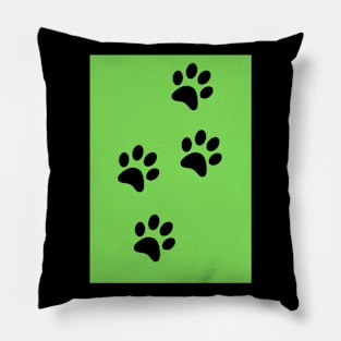 Black Pawprints on Light Green Pillow