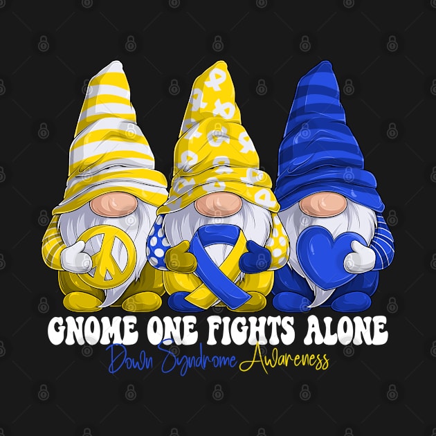 Funny Gnomies Down Syndrome Awareness Month Blue and Yellow Ribbon Gift Idea by Coolingburry