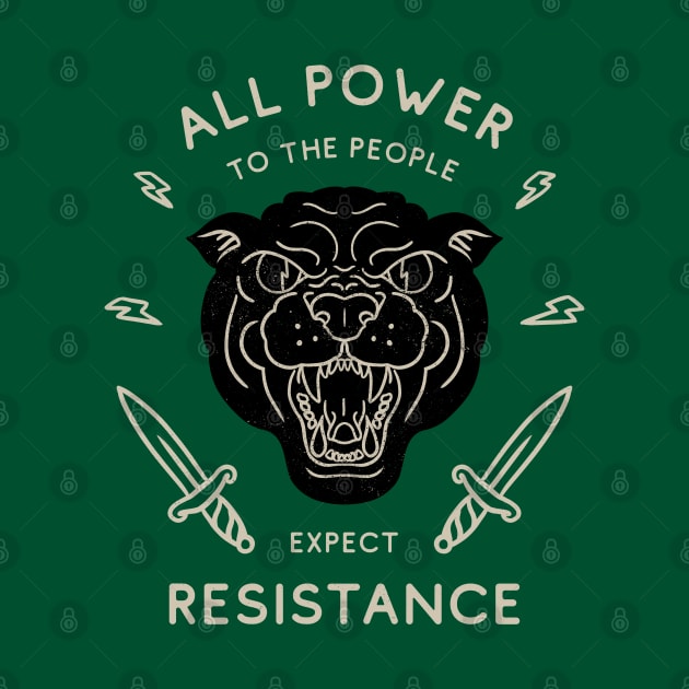 Black Panther Party - All Power to the People - Expect Resistance | Black Owned BLM Black Lives Matter| Black Panthers | Original Art Pillowcase | Tattoo Style Logo | Design for Dark Tees by anycolordesigns