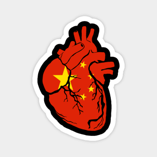 Anatomical heart design, China flag Magnet