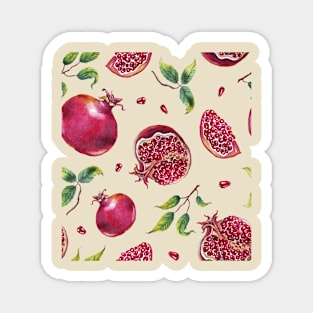 Pomegranate. Watercolor. Seamless pattern. Hand-painted Magnet