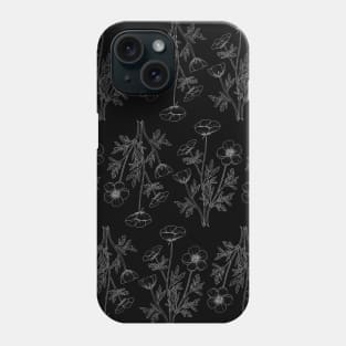 Buttercups Line Art Black Background Pattern Phone Case