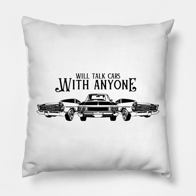 Will talk cars with anyone automobile funny design Pillow by Gravity Zero