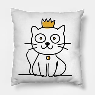 Doodle Cat With Crown Pillow