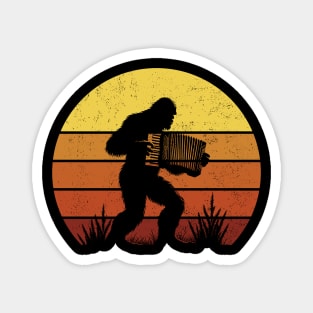 Bigfoot Sasquatch Playing Accordion Vintage Music Lover Magnet