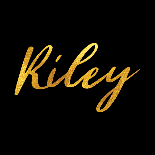 Riley Name Hand Lettering in Faux Gold Letters by Pixel On Fire