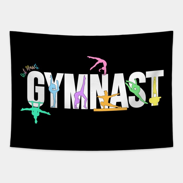 Gymnast Silhouette Art - Art Nastix - Multicolor Tapestry by Art Nastix Designs