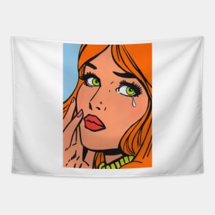 Pop art crying girl 2 Tapestry