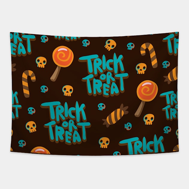 Trick or Treat Halloween Pattern Tapestry by Little Black Bird Designs