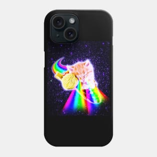 Rainbow Laser Eyes Galaxy Cat Riding Taco Phone Case