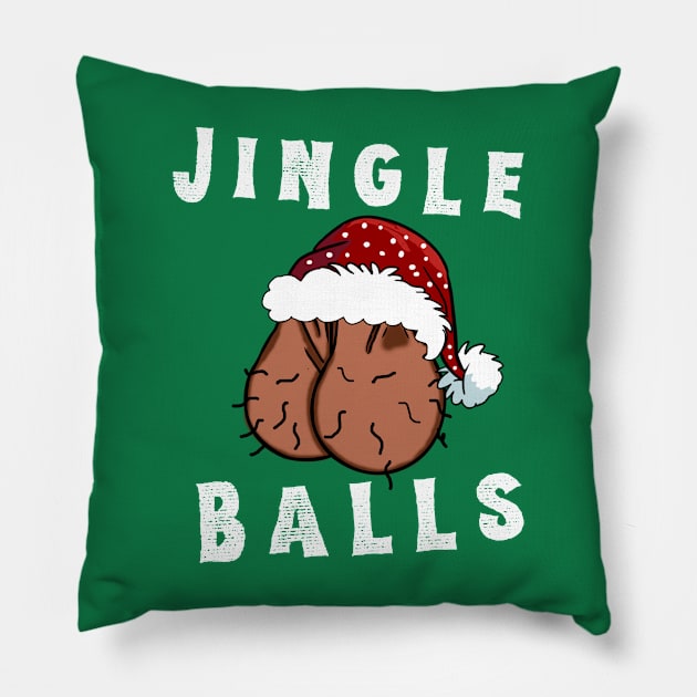 Funny Christmas Jingle Balls Pillow by M.Y