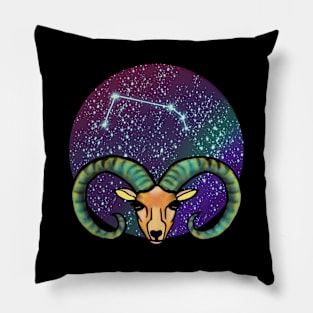 Aries Zodiac Sign Ram with Constellation Pillow