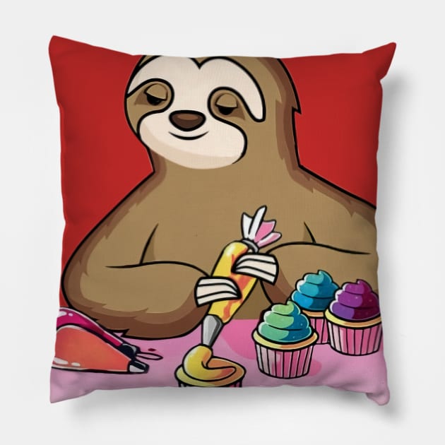 Baking Because Murder Is Wrong Sloth Pillow by Phylis Lynn Spencer