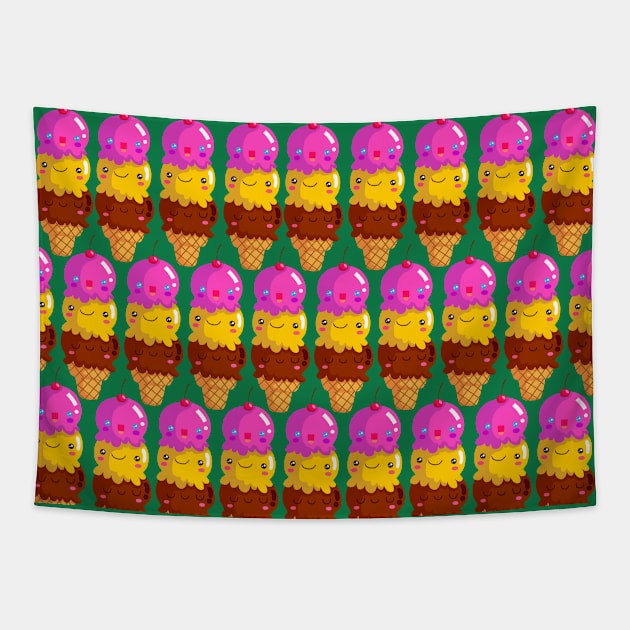 Ice Cream Kawaii Tapestry by Megaluxe 