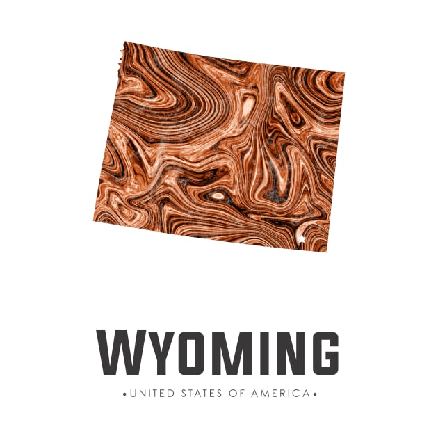 Wyoming state map abstract brown by StudioGrafiikka