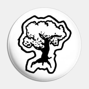 Black and White Forest Tree Doodle Art Pin