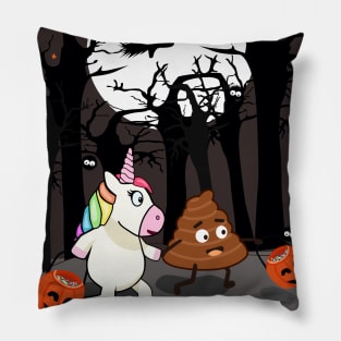 Halloween mit Unicorn und Shit Emoji Pillow