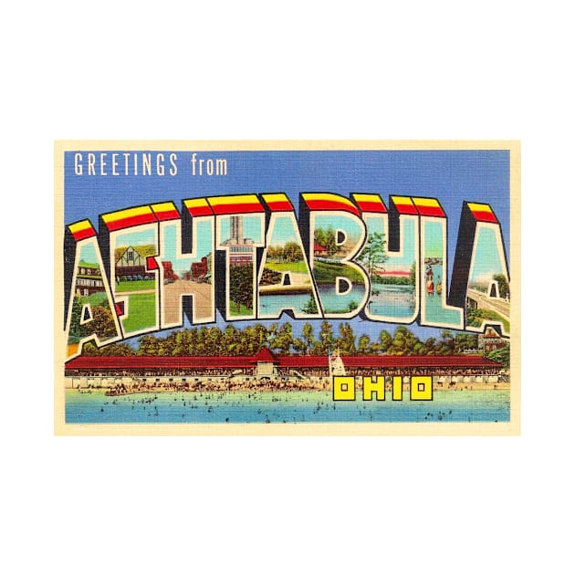 Greetings from Ashtabula, Ohio - Vintage Large Letter Postcard by Naves