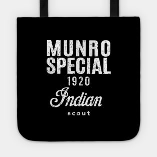 Munro Special - 'The world's fastest Indian' - worn white print Tote