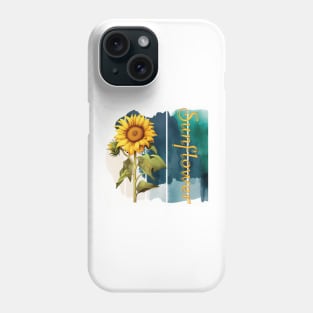 A beautiful design with a vintage Sunflower and intricate text.  Background with watercolor art Phone Case