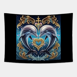 Dolphin Hearts Of Love 12 Tapestry