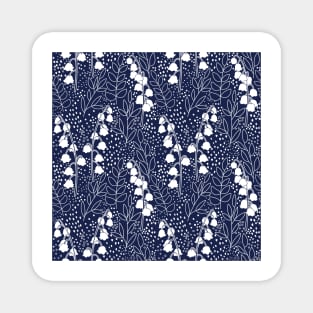 Lily of The Valley Pattern - Navy Blue Magnet