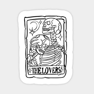 the lovers skeleton tarot card dark night sticker tote bag Magnet