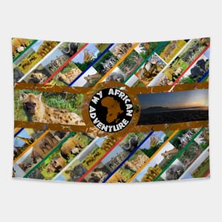 My African Adventure Wildlife Collage Tapestry