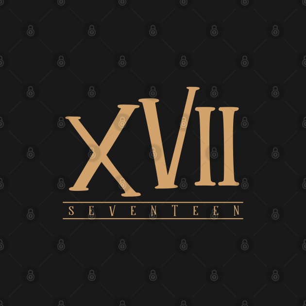 XVII (Seventeen) Gold Roman Numerals by VicEllisArt