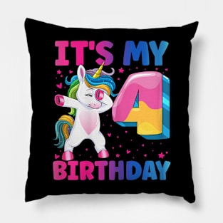 It'S My 4Th Birthday Unicorn 4 Year Old Girl Pillow